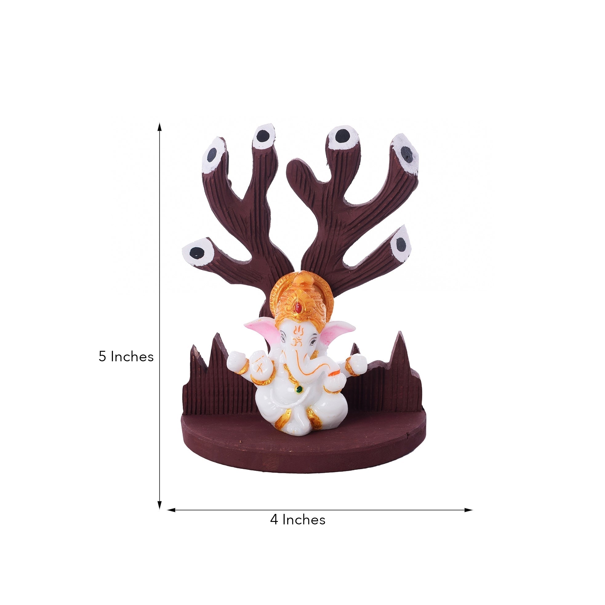 Polyresin Paghdi Lord Ganesha Under Wooden Tree Figurine Kafalo