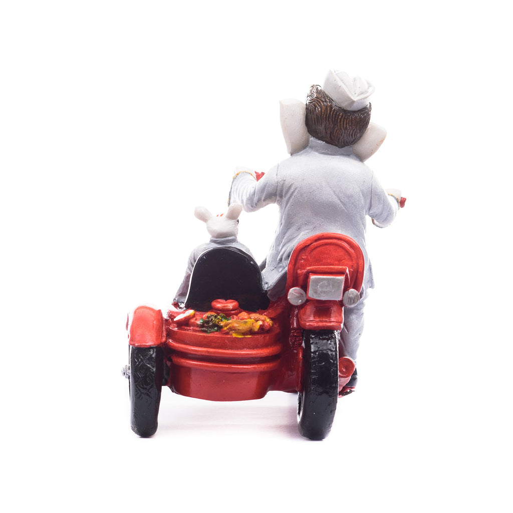 Polyresin Lord Ganesha Idol Riding a Scooter with Mouse Kafalo