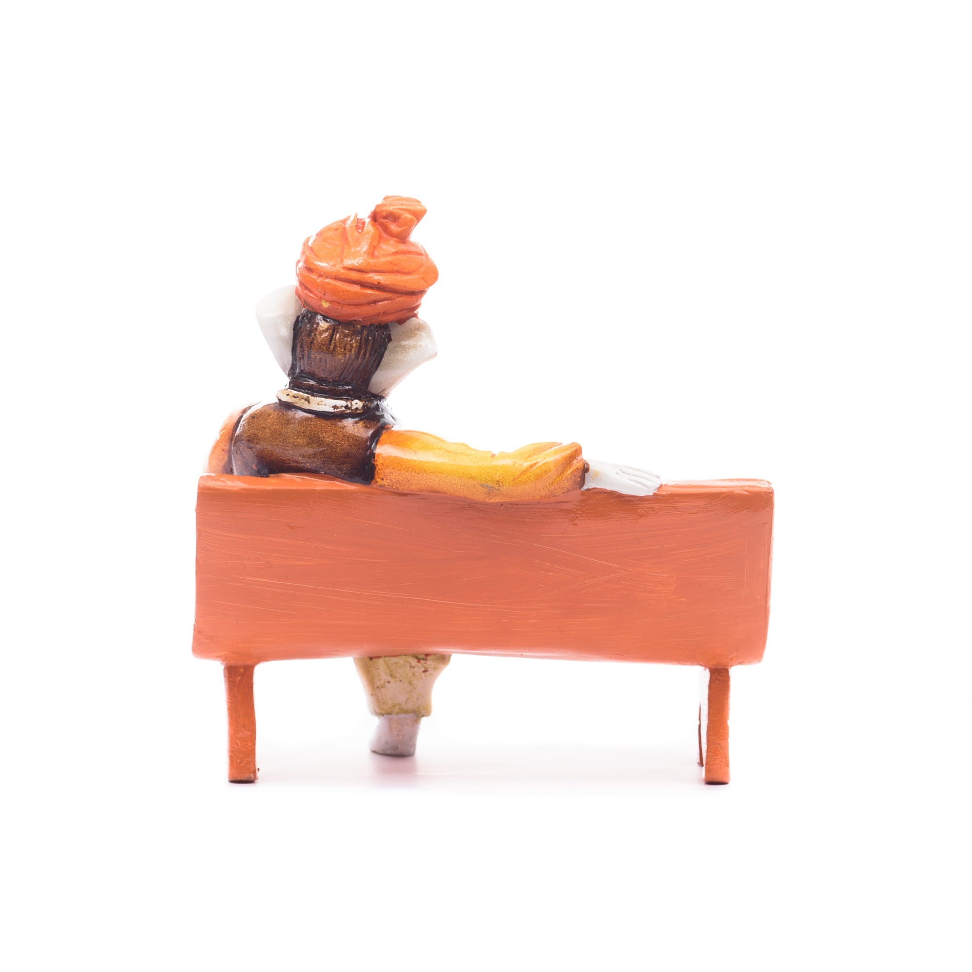 Polyresin Lord Ganesha Statue Sitting with mouse on Bench Kafalo