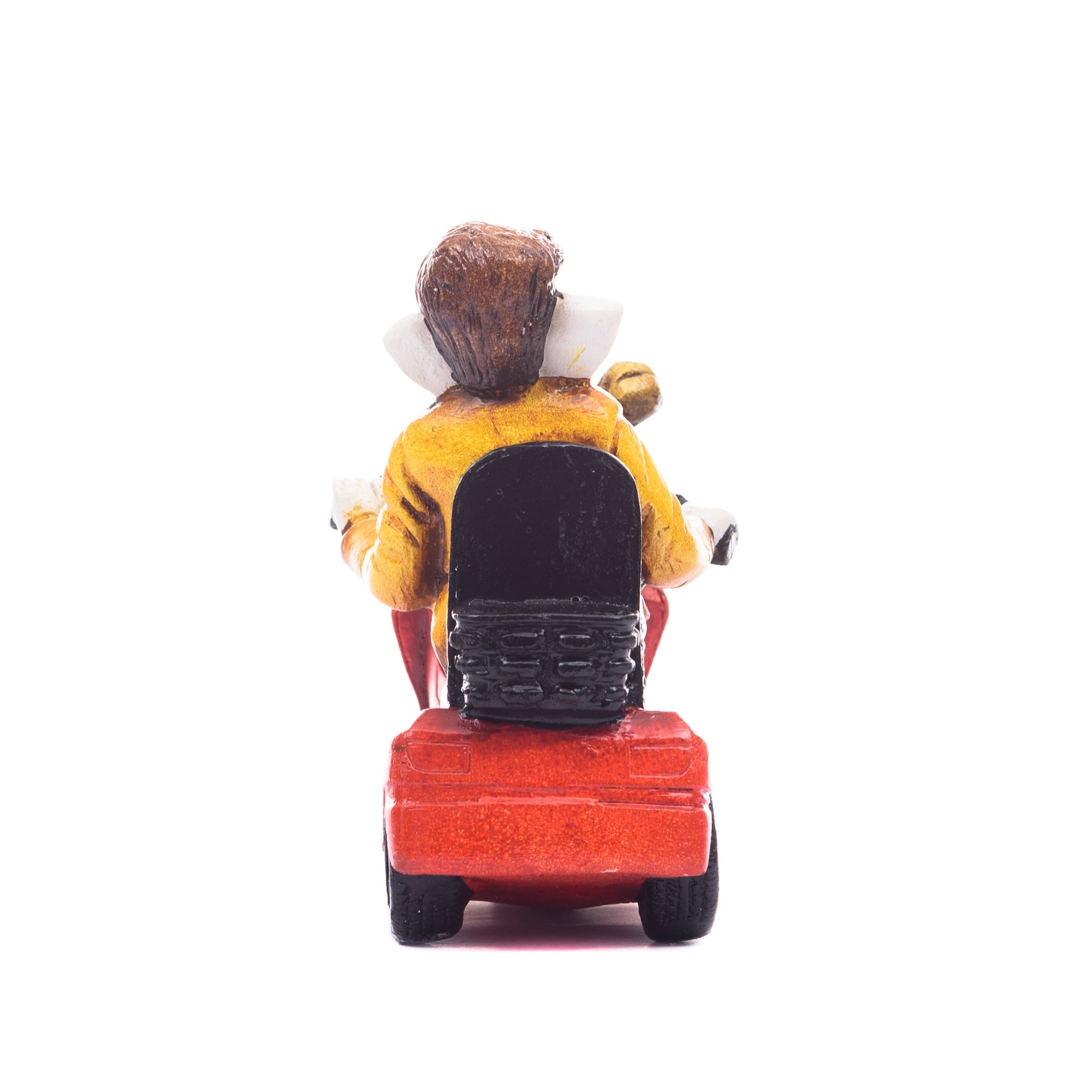 Polyresin Lord Ganesha Idol riding Scooter (Red and Yellow) Kafalo