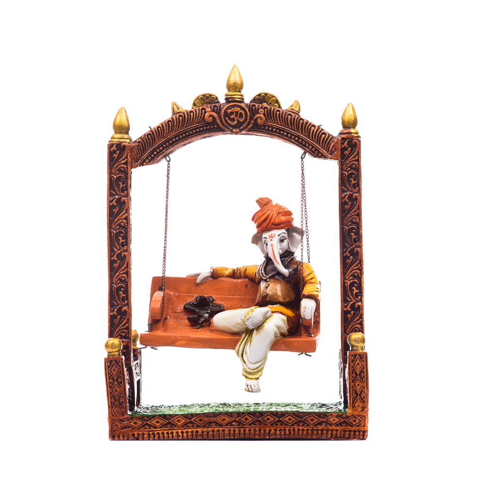 Polyresin Mouse and Lord Ganesha Idol on Swing Kafalo