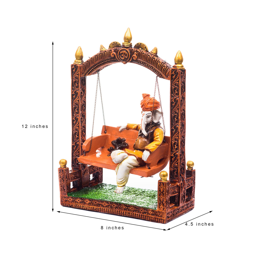 Polyresin Mouse and Lord Ganesha Idol on Swing Kafalo