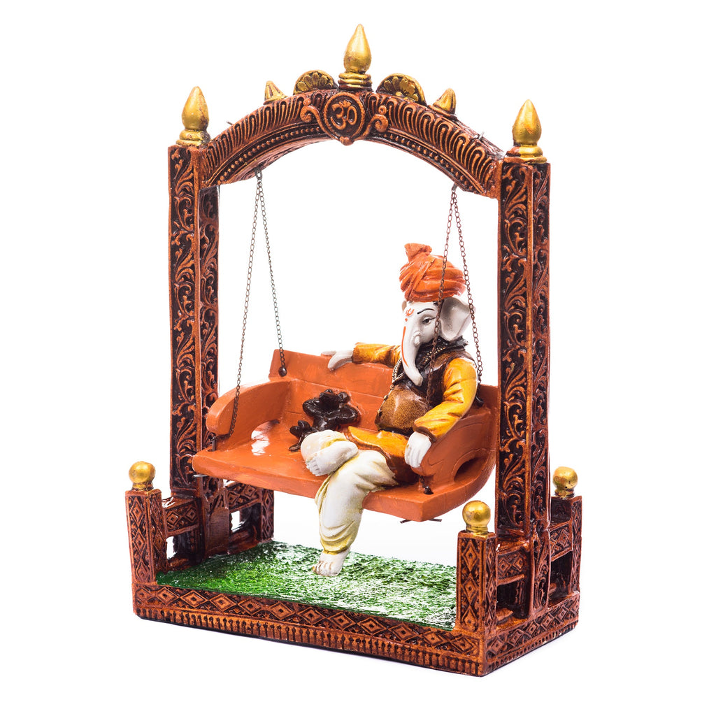 Polyresin Mouse and Lord Ganesha Idol on Swing Kafalo
