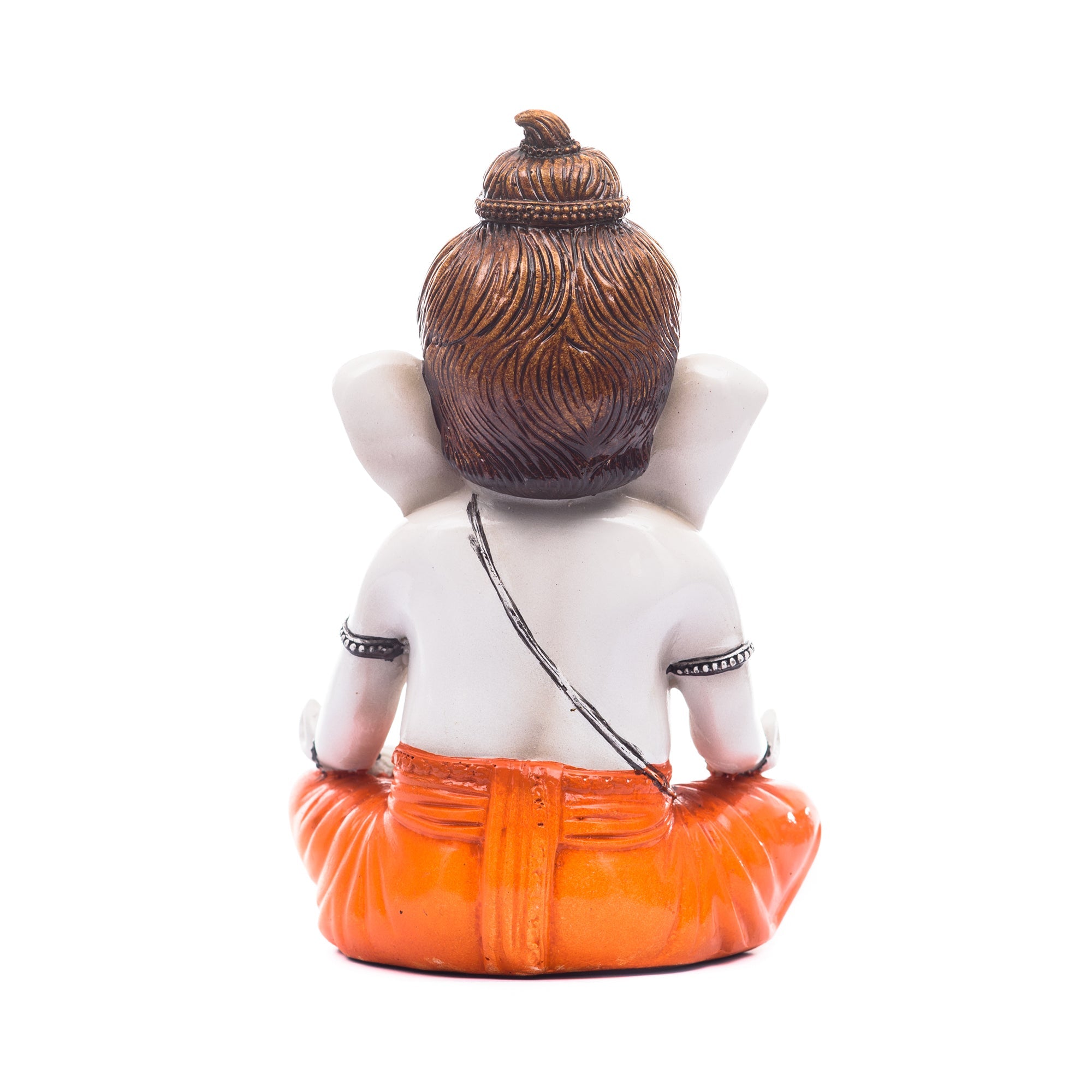 Orange Polyresin Meditating Lord Ganesha Statue Kafalo
