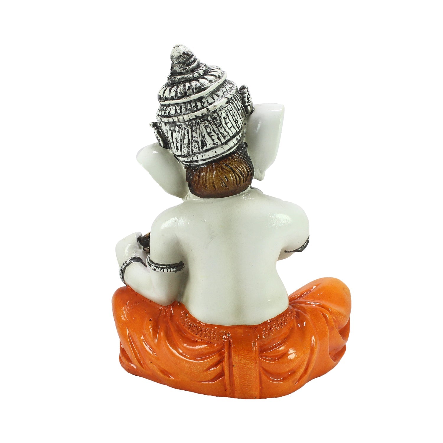 Orange Polyresin Lord Ganesha Murti performing Lord Shiv Pooja Kafalo