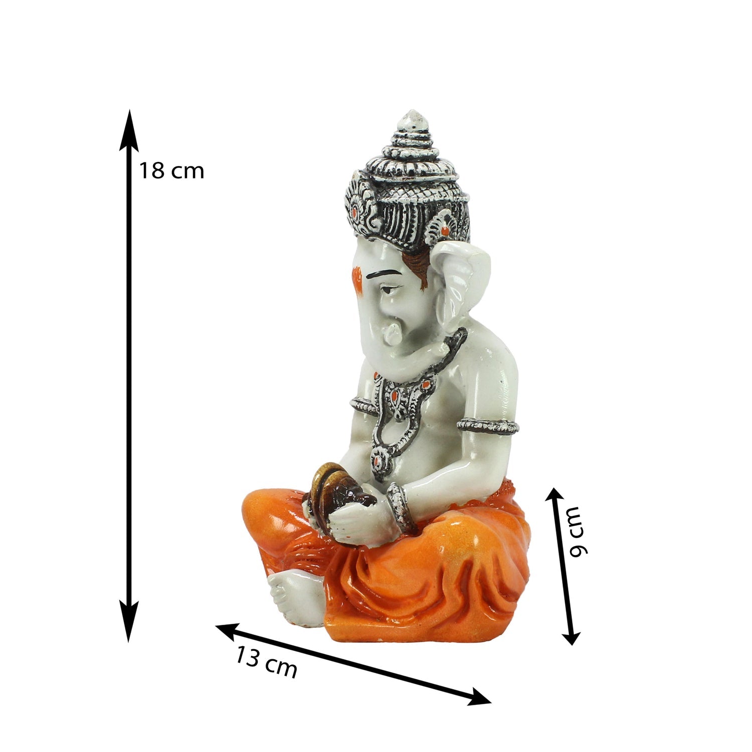 Lord Ganesha Statue Playing Manjeera Decorative Polyresin God Idol Kafalo