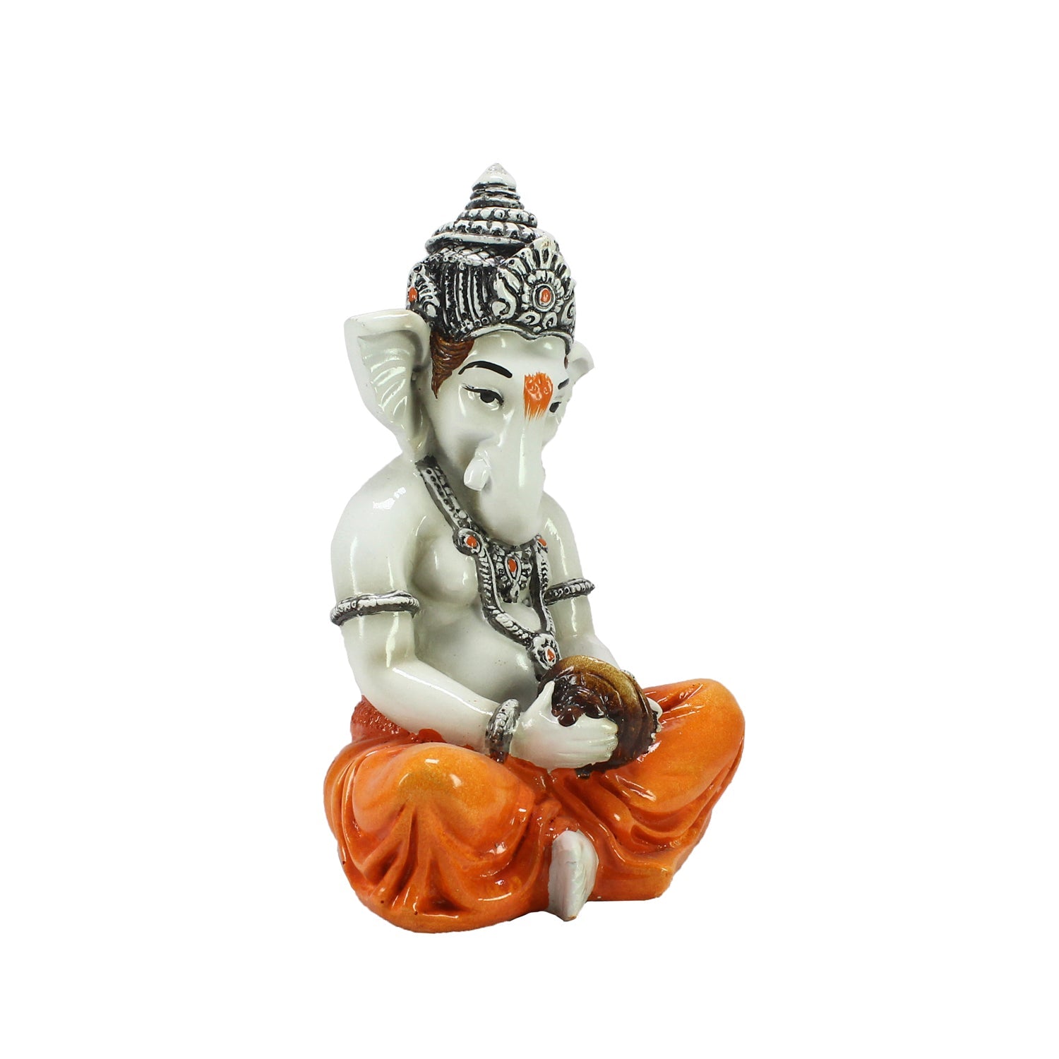 Lord Ganesha Statue Playing Manjeera Decorative Polyresin God Idol Kafalo