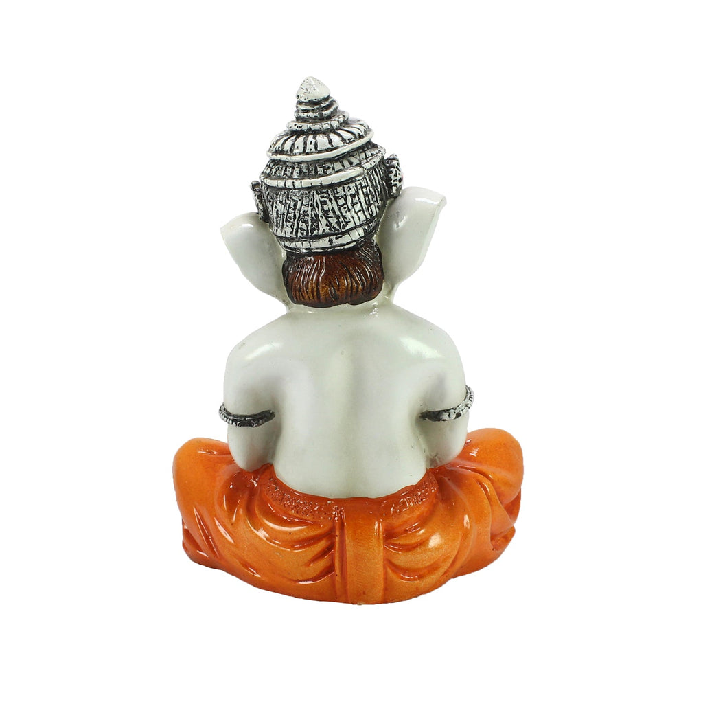 Lord Ganesha Statue Playing Manjeera Decorative Polyresin God Idol Kafalo
