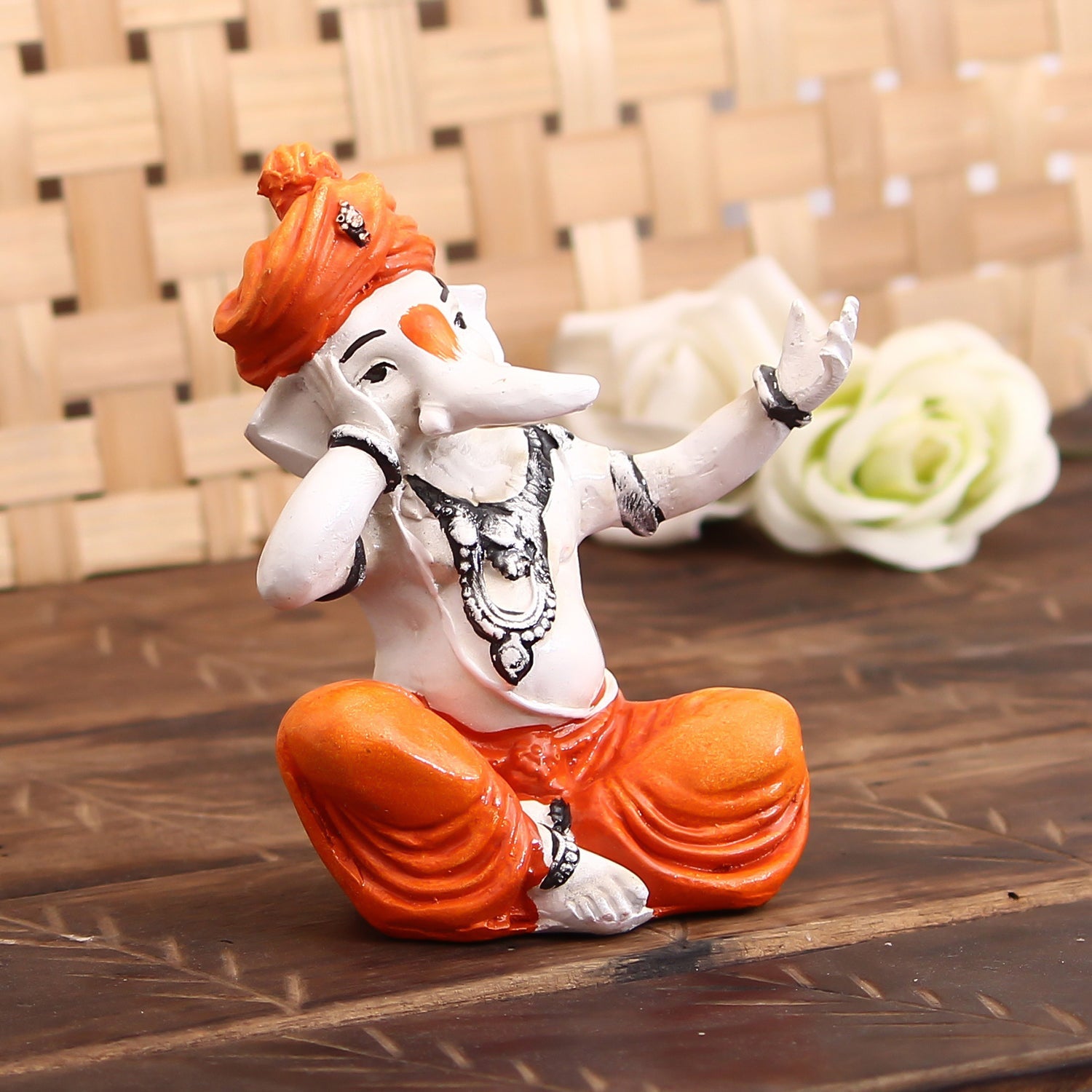 Lord Ganesha Statue Singing Decorative Polyresin God Idol Kafalo