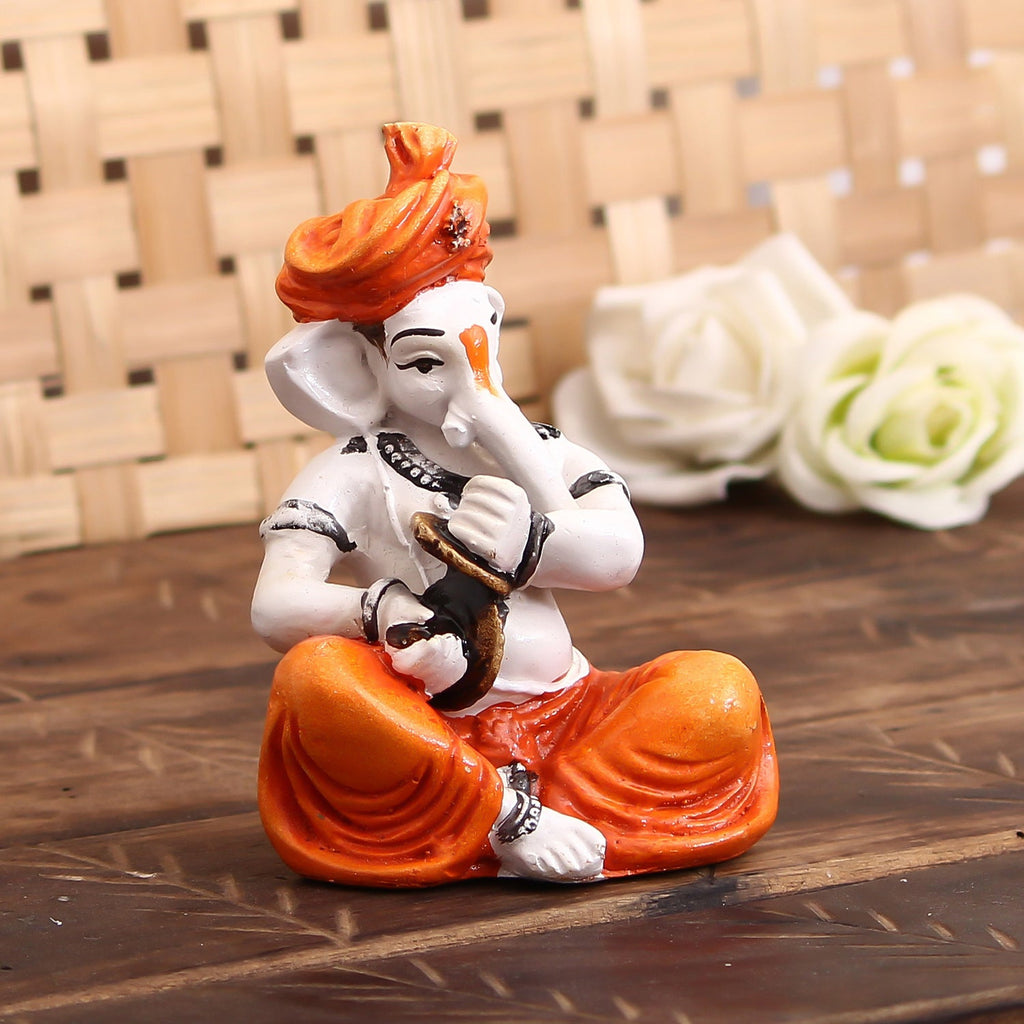 Lord Ganesha Idol Playing Manjira Decorative Showpiece Kafalo