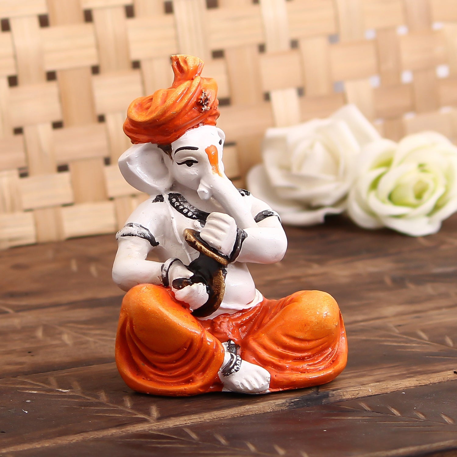 Lord Ganesha Idol Playing Manjira Decorative Showpiece Kafalo
