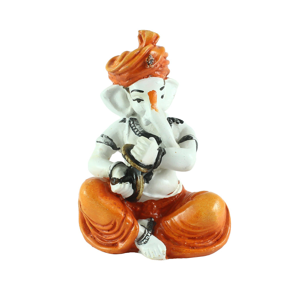 Lord Ganesha Idol Playing Manjira Decorative Showpiece Kafalo