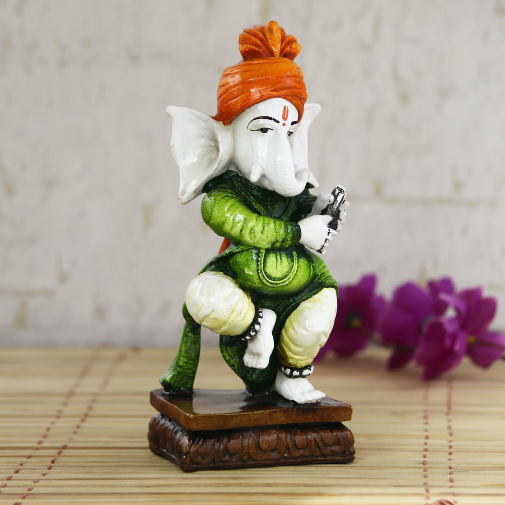 Lord Ganesha Idol Playing Instrument Decorative Showpiece Kafalo