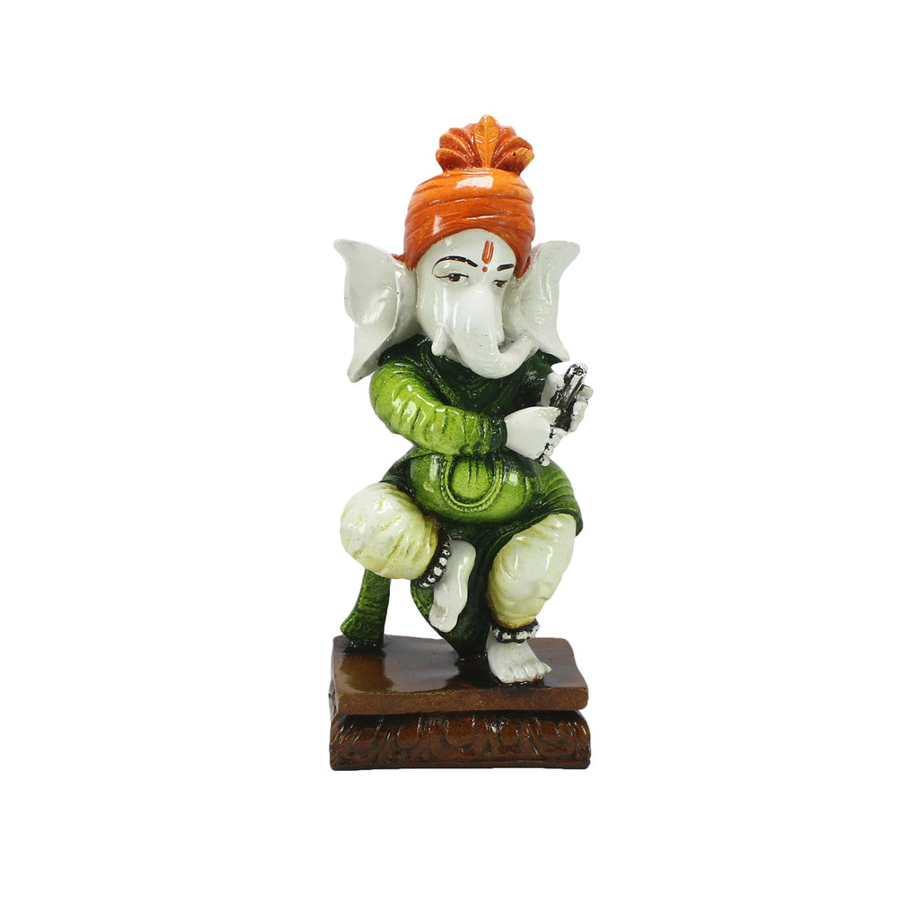 Lord Ganesha Idol Playing Instrument Decorative Showpiece Kafalo