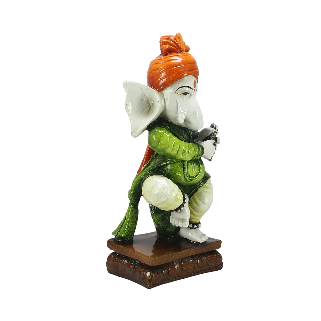 Lord Ganesha Idol Playing Instrument Decorative Showpiece Kafalo