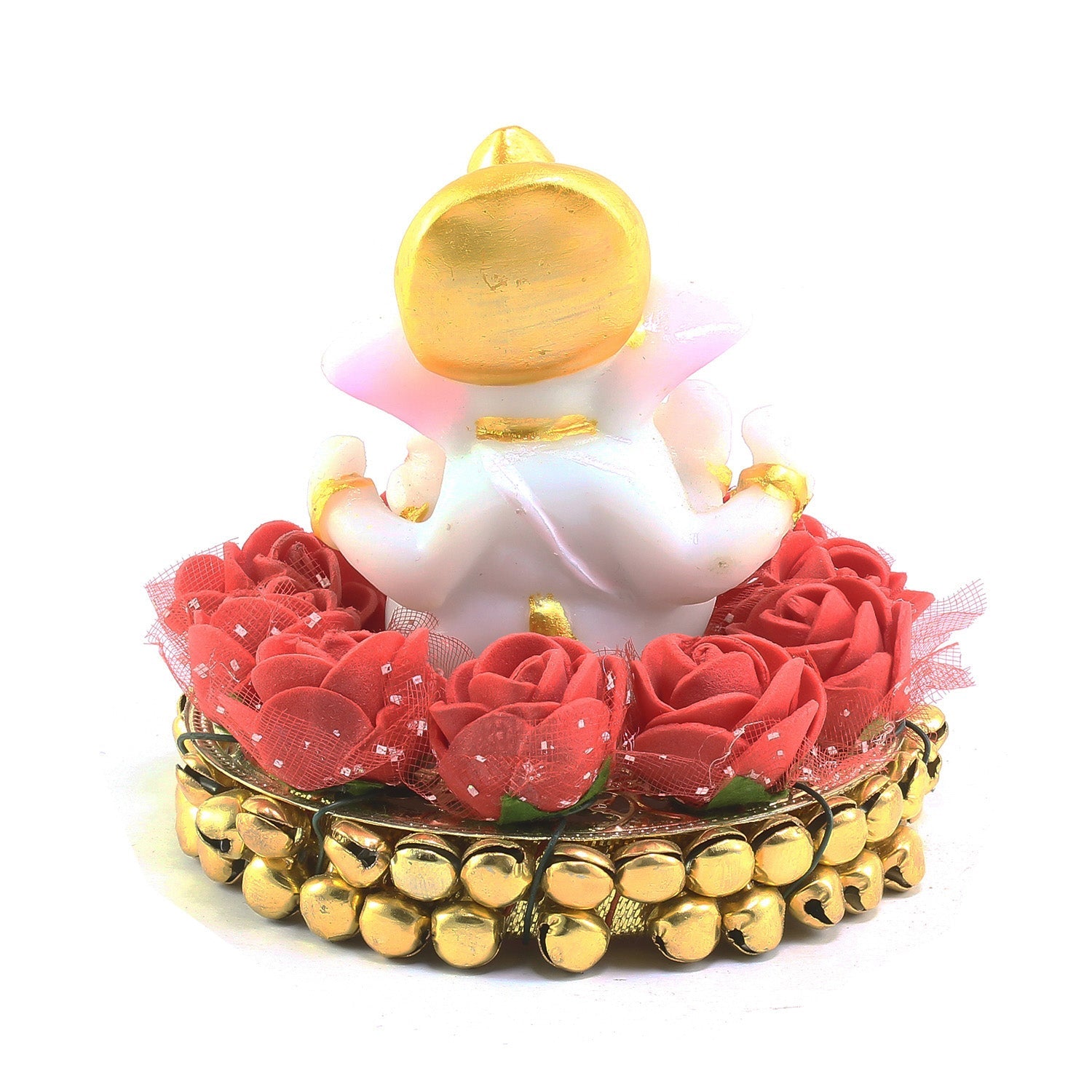 Polyresin Lord Ganesha Idol on Decorative Plate for Car Dashboard and Home Kafalo