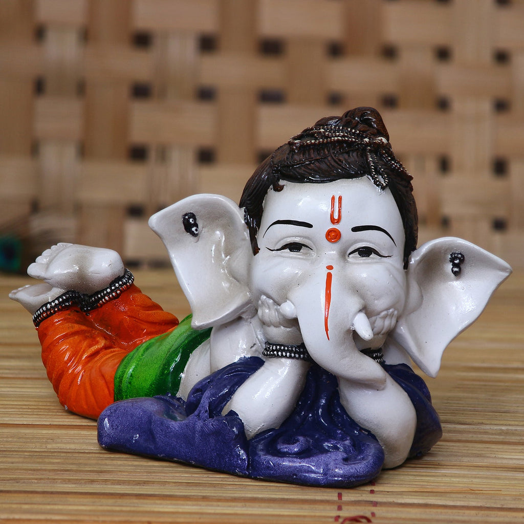 Handcrafted Polyresin Resting Lord Ganesha Idol Kafalo