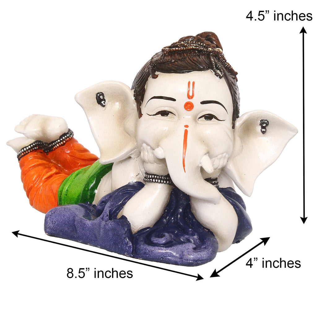 Handcrafted Polyresin Resting Lord Ganesha Idol Kafalo