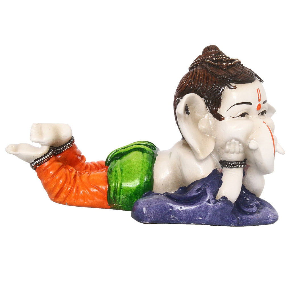 Handcrafted Polyresin Resting Lord Ganesha Idol Kafalo