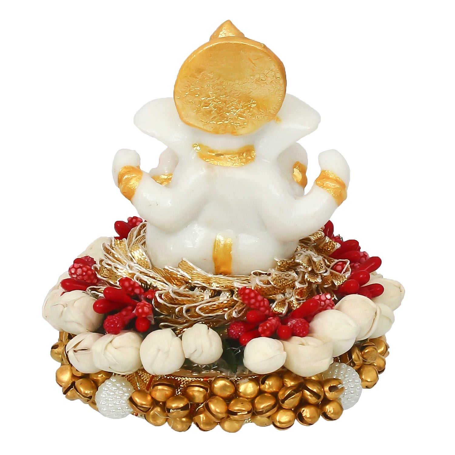 Polyresin Ganesha Idol on Decorative Handcrafted Plate for Home and Car Dashboard Kafalo