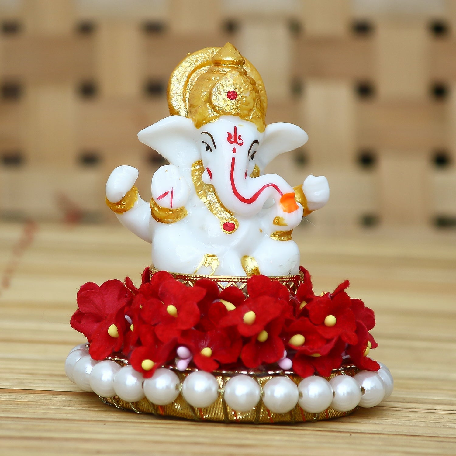 Lord Ganesha Idol On Decorative Handicrafted Plate For Home And Car Dashboard Kafalo