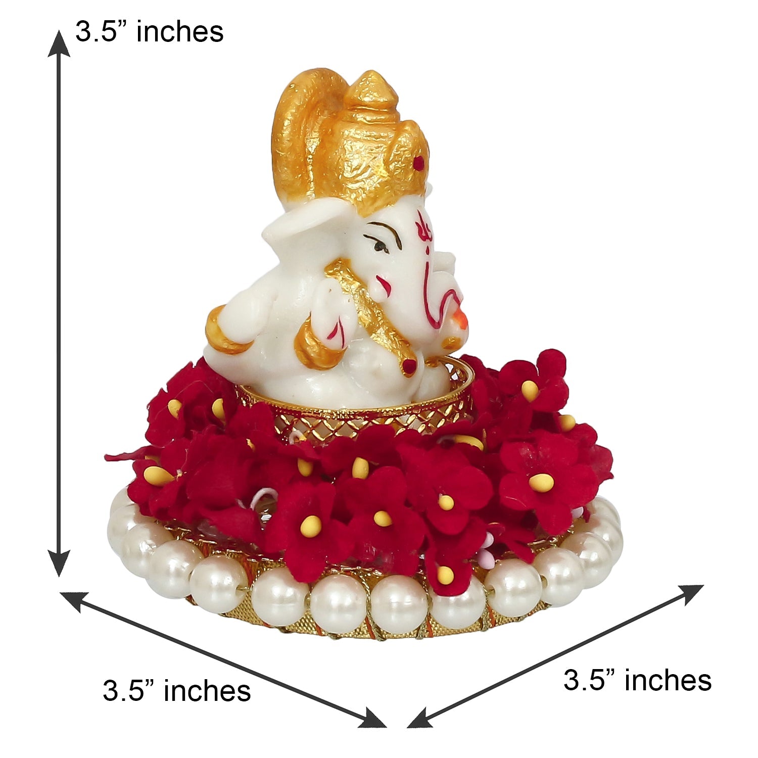 Lord Ganesha Idol On Decorative Handicrafted Plate For Home And Car Dashboard Kafalo