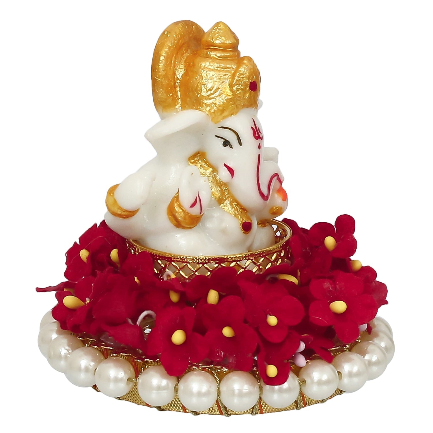 Lord Ganesha Idol On Decorative Handicrafted Plate For Home And Car Dashboard Kafalo