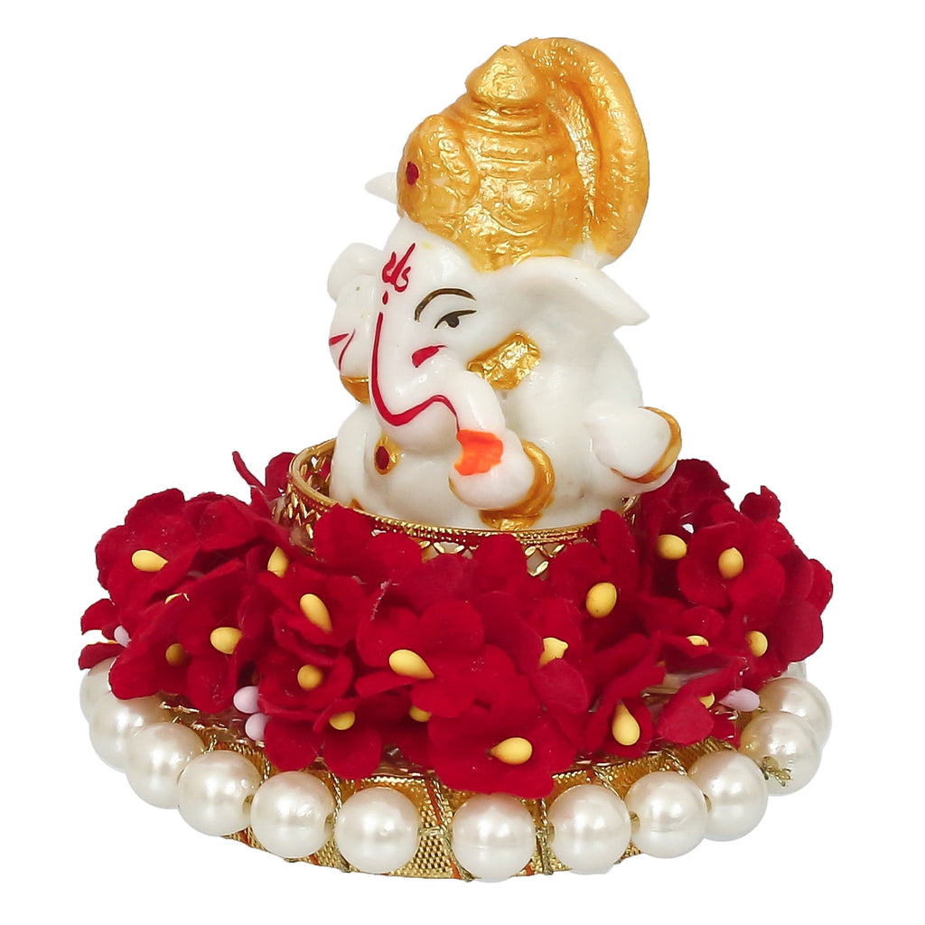 Lord Ganesha Idol On Decorative Handicrafted Plate For Home And Car Dashboard Kafalo