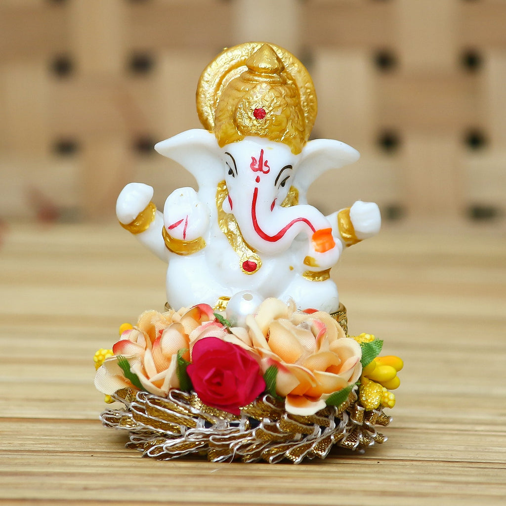 Lord Ganesha Idol On Decorative Handicrafted Plate For Home And Car Dashboard Kafalo