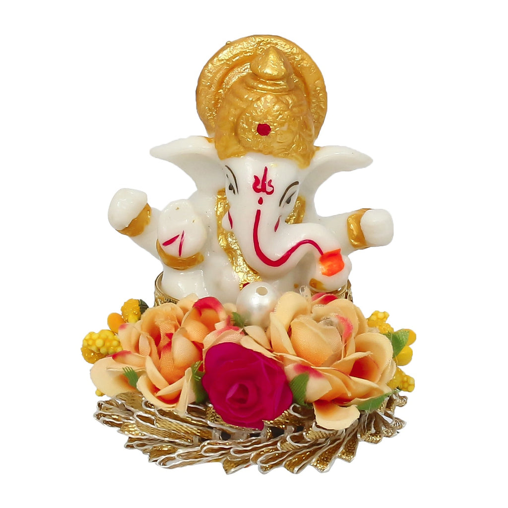 Lord Ganesha Idol On Decorative Handicrafted Plate For Home And Car Dashboard Kafalo