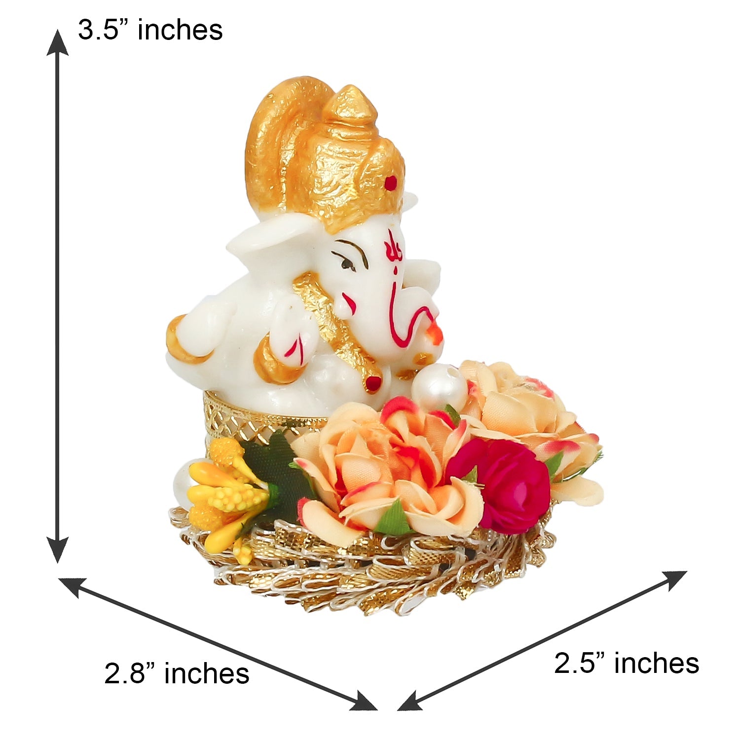 Lord Ganesha Idol On Decorative Handicrafted Plate For Home And Car Dashboard Kafalo