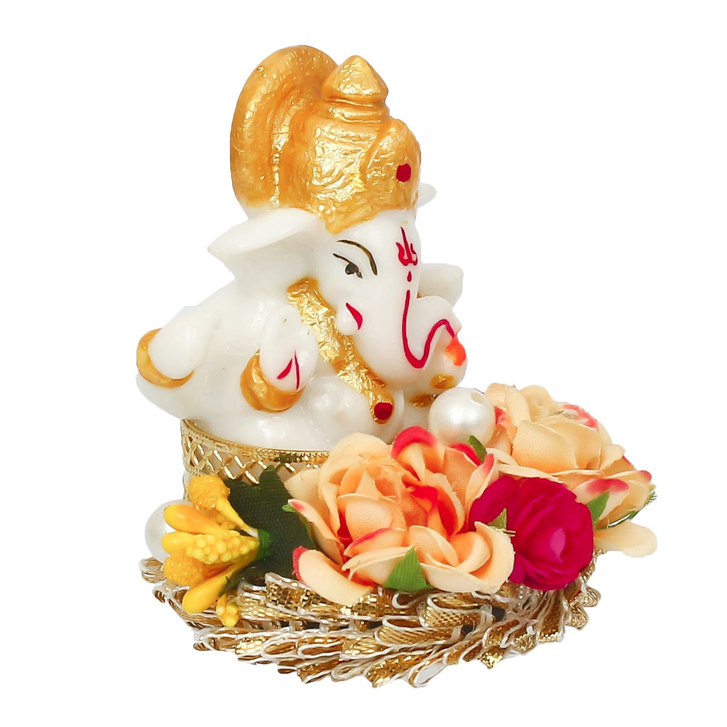 Lord Ganesha Idol On Decorative Handicrafted Plate For Home And Car Dashboard Kafalo