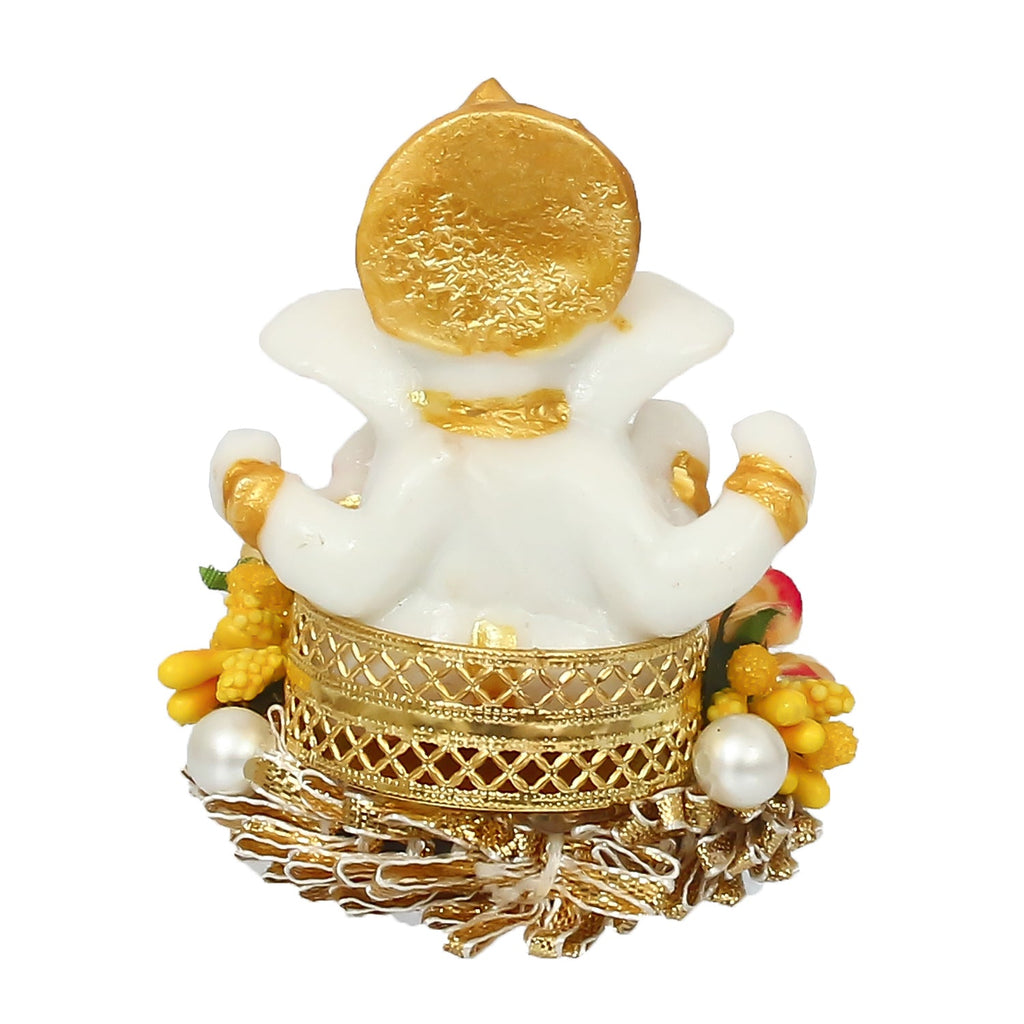 Lord Ganesha Idol On Decorative Handicrafted Plate For Home And Car Dashboard Kafalo