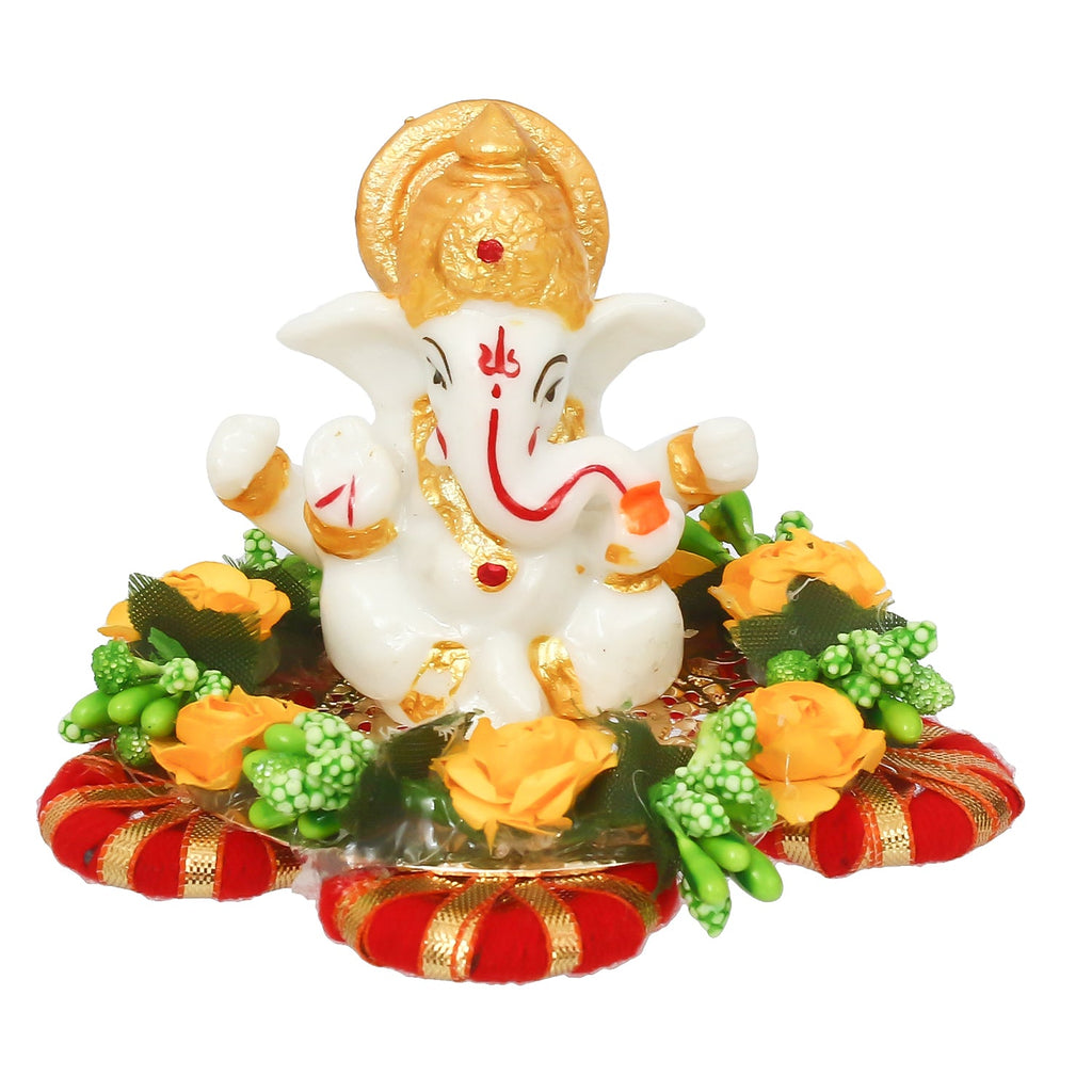 Lord Ganesha Idol On Decorative Handicrafted Plate For Home And Car Dashboard Kafalo