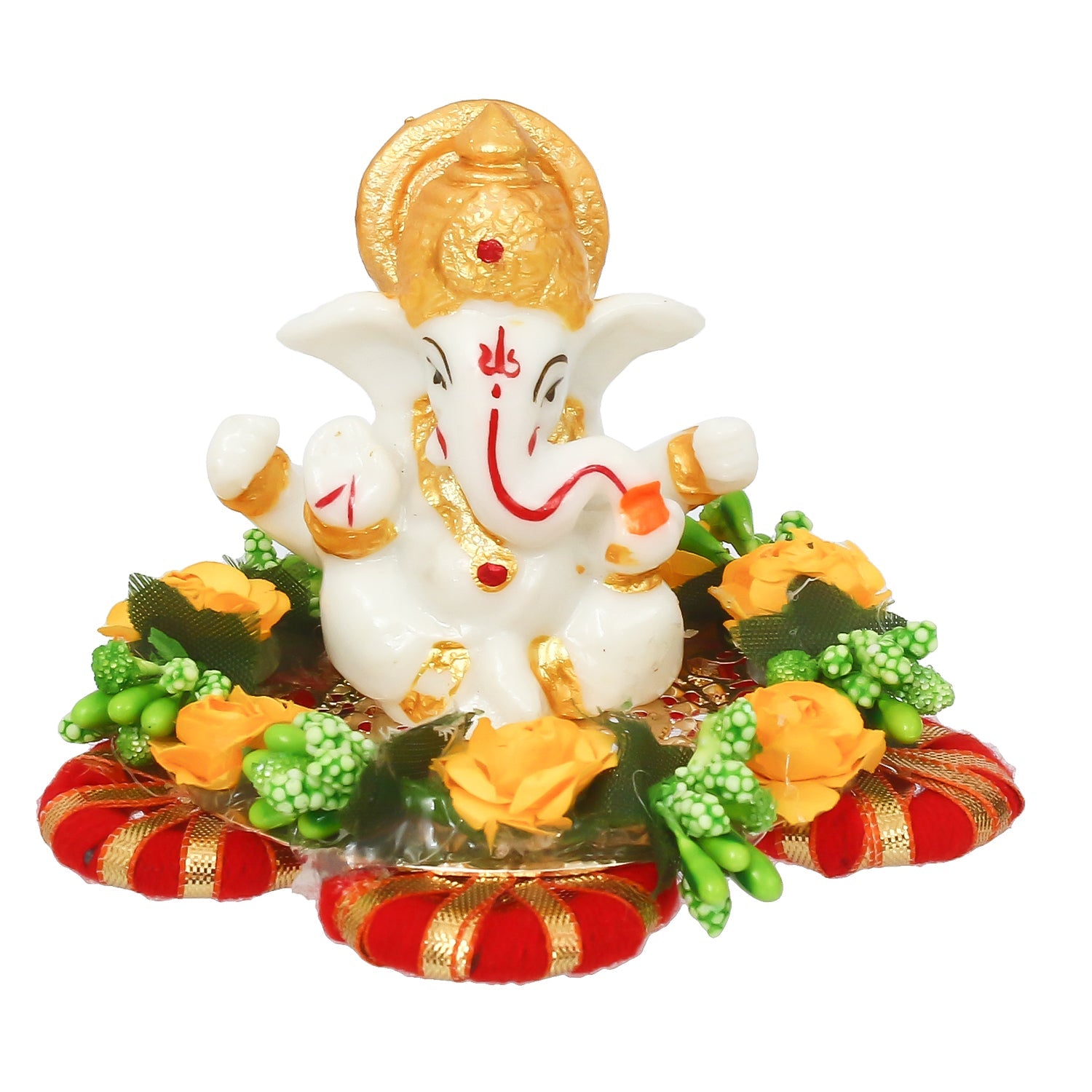 Lord Ganesha Idol On Decorative Handicrafted Plate For Home And Car Dashboard Kafalo