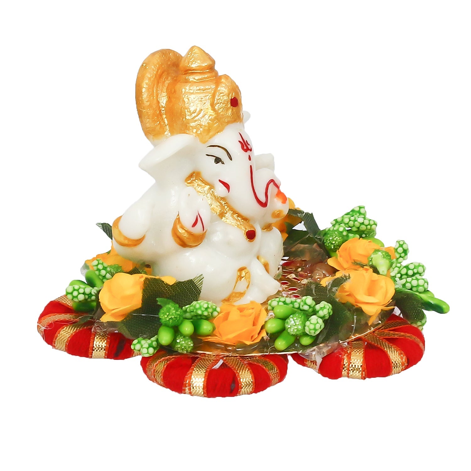 Lord Ganesha Idol On Decorative Handicrafted Plate For Home And Car Dashboard Kafalo