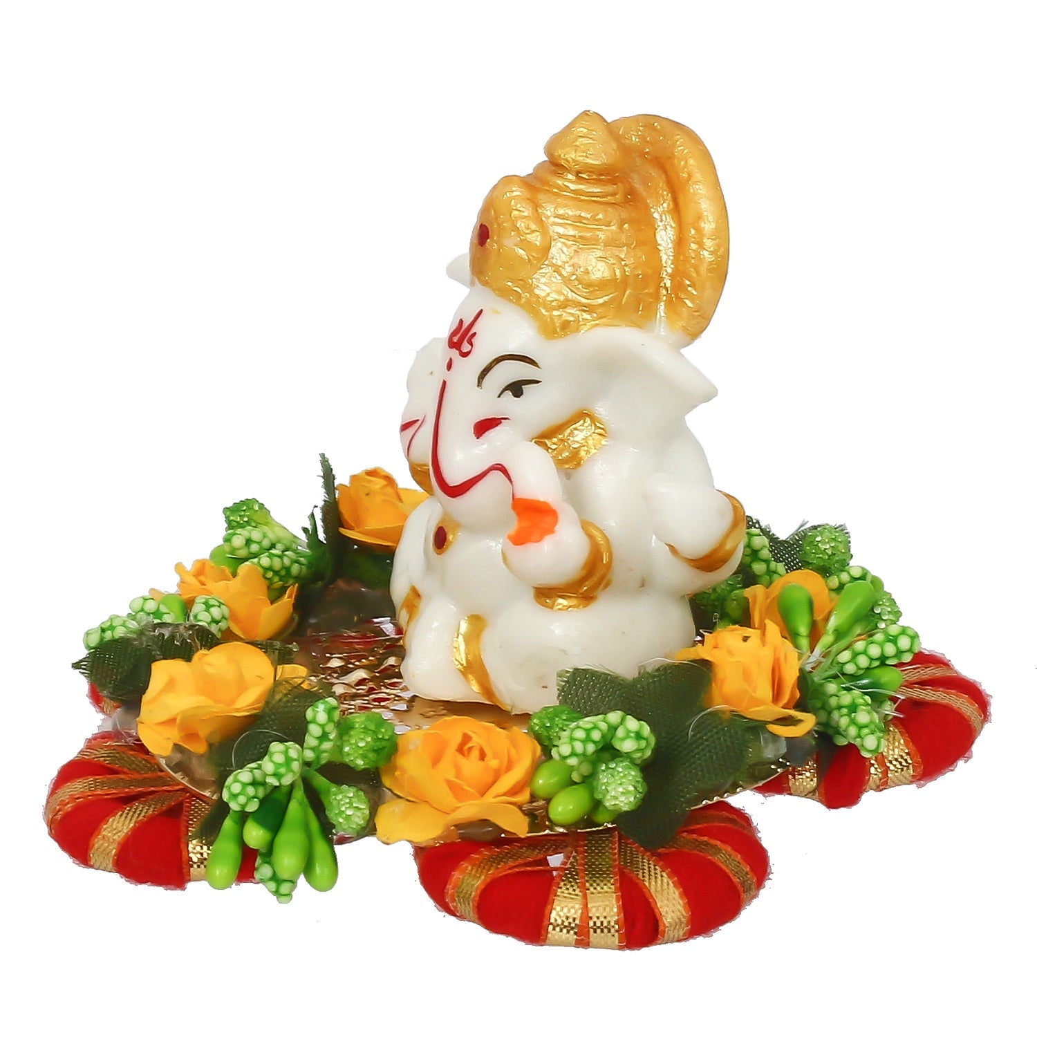 Lord Ganesha Idol On Decorative Handicrafted Plate For Home And Car Dashboard Kafalo