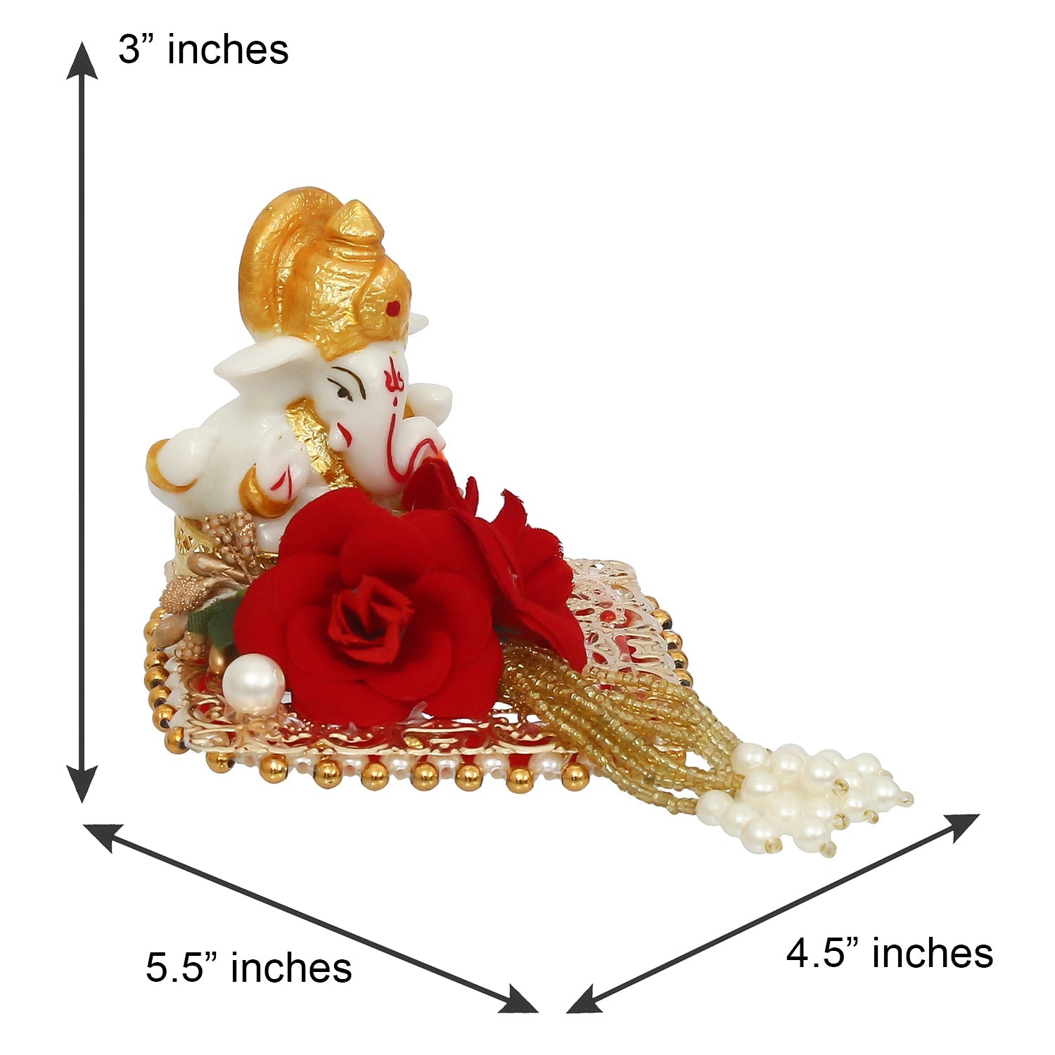 Designer Religious Swastik Rakhi with Lord Ganesha Idol on Decorative Plate for Car & Home and Roli Tikka Matki Kafalo