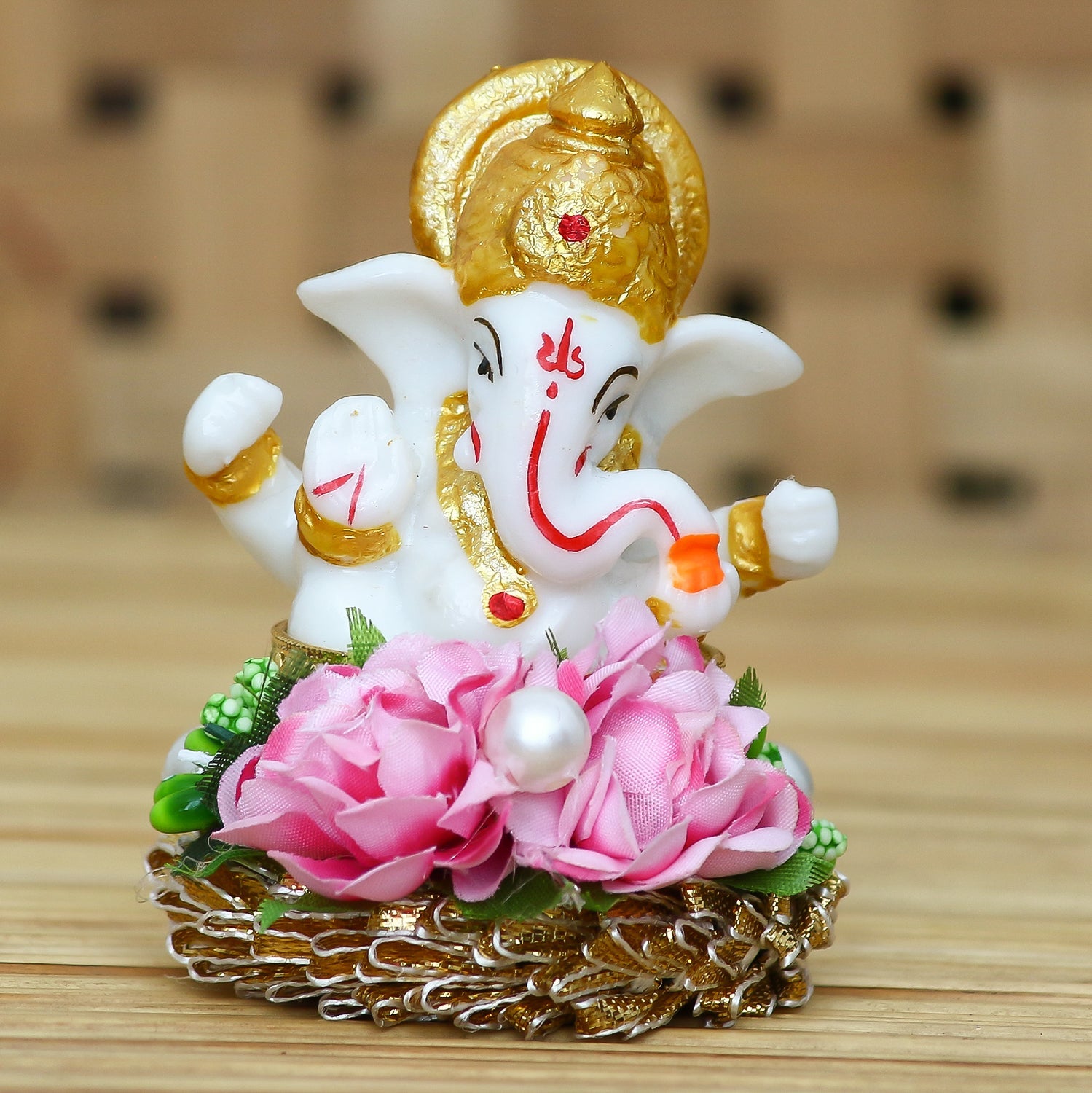 Lord Ganesha Idol On Decorative Handicrafted Plate For Home And Car Dashboard Kafalo