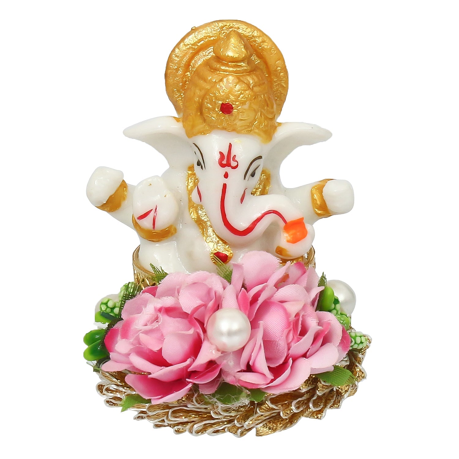 Lord Ganesha Idol On Decorative Handicrafted Plate For Home And Car Dashboard Kafalo