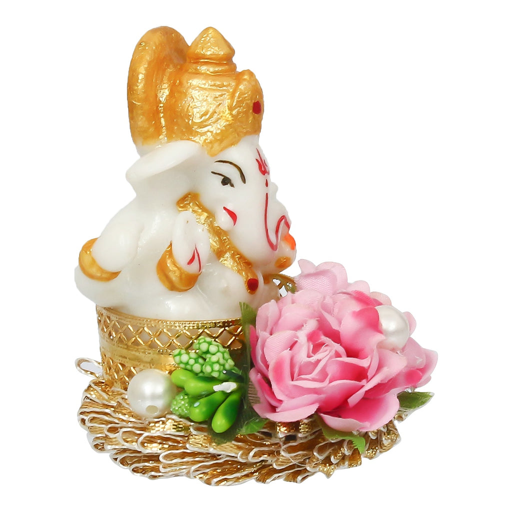 Lord Ganesha Idol On Decorative Handicrafted Plate For Home And Car Dashboard Kafalo