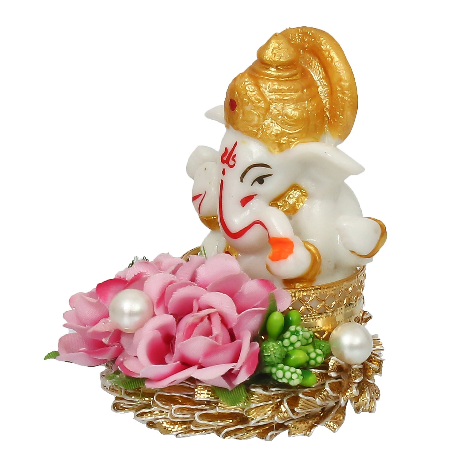 Lord Ganesha Idol On Decorative Handicrafted Plate For Home And Car Dashboard Kafalo
