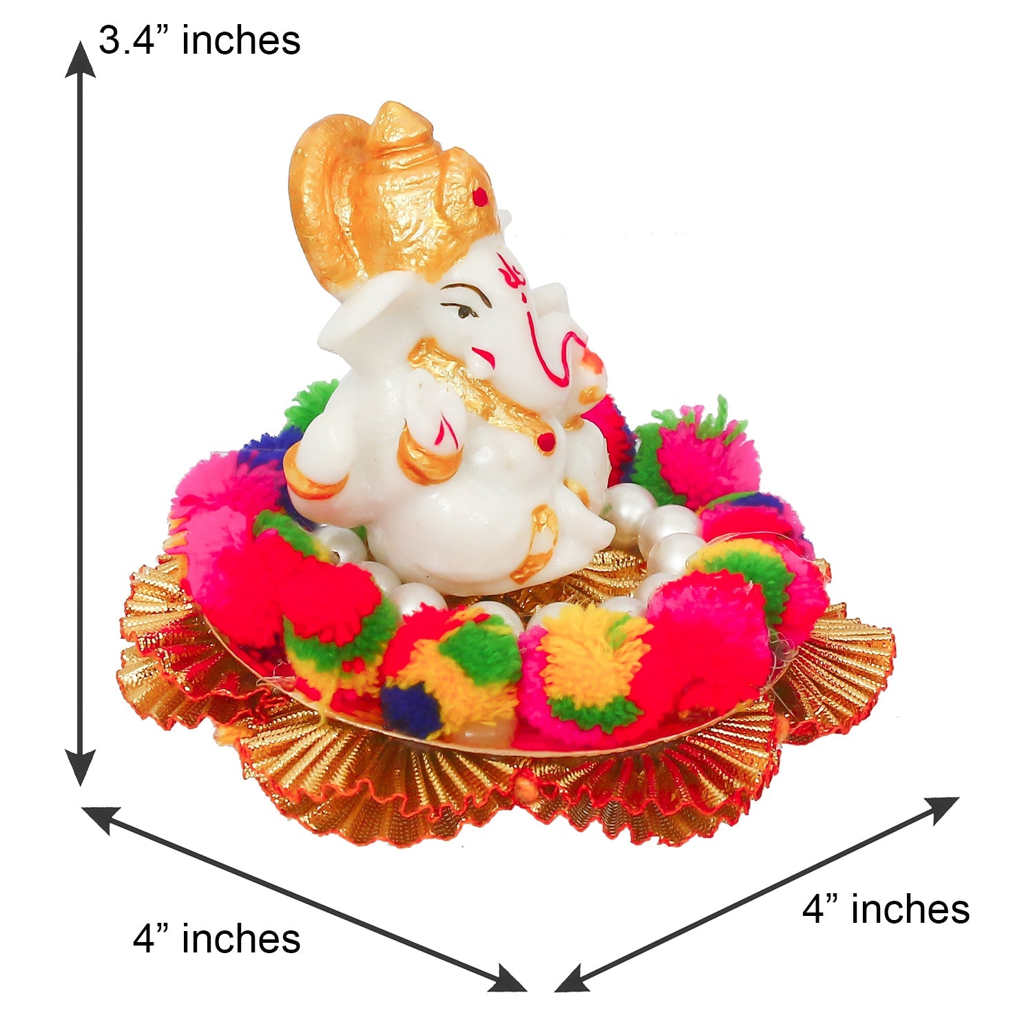 Lord Ganesha Idol On Decorative Handicrafted Plate For Home And Car Dashboard Kafalo