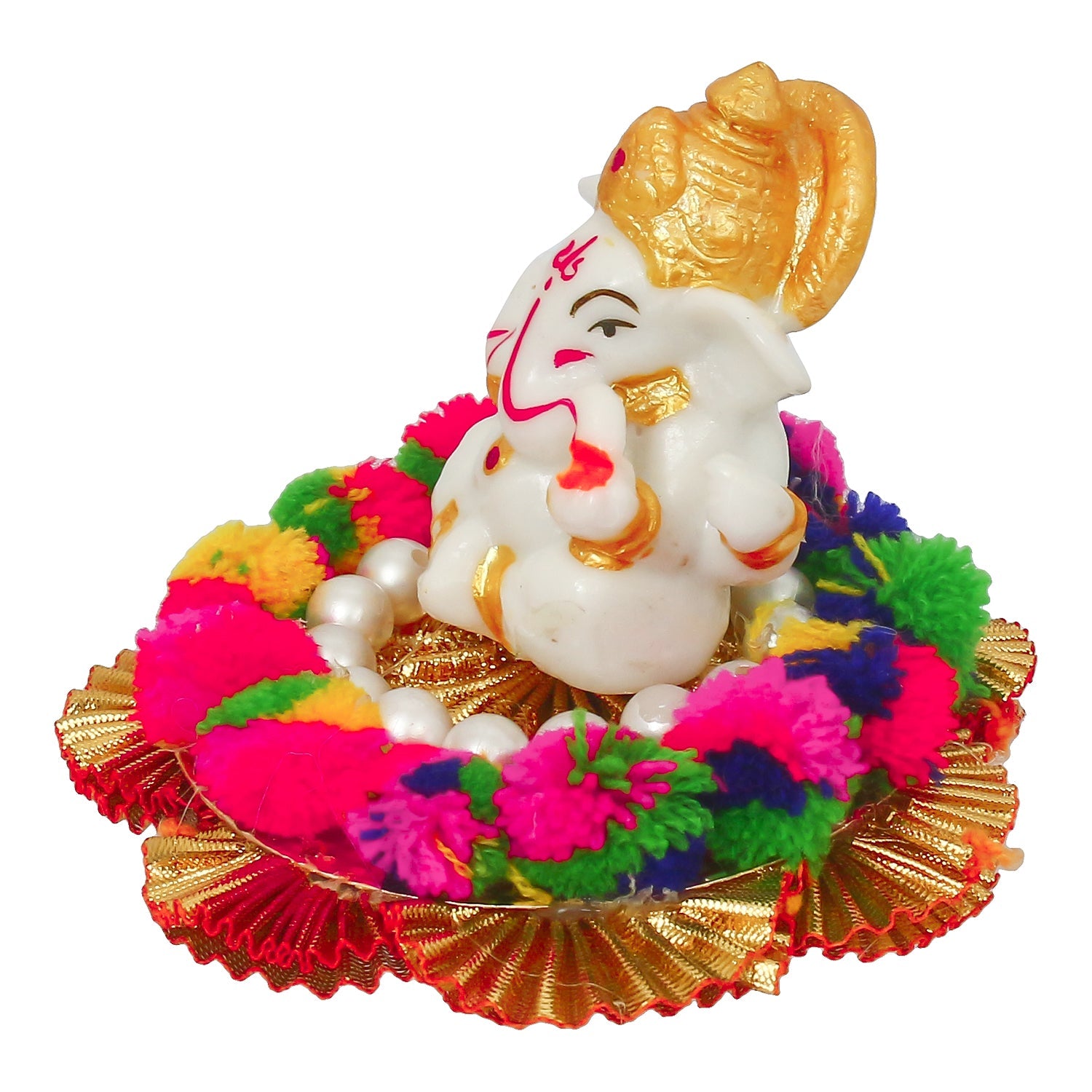 Lord Ganesha Idol On Decorative Handicrafted Plate For Home And Car Dashboard Kafalo