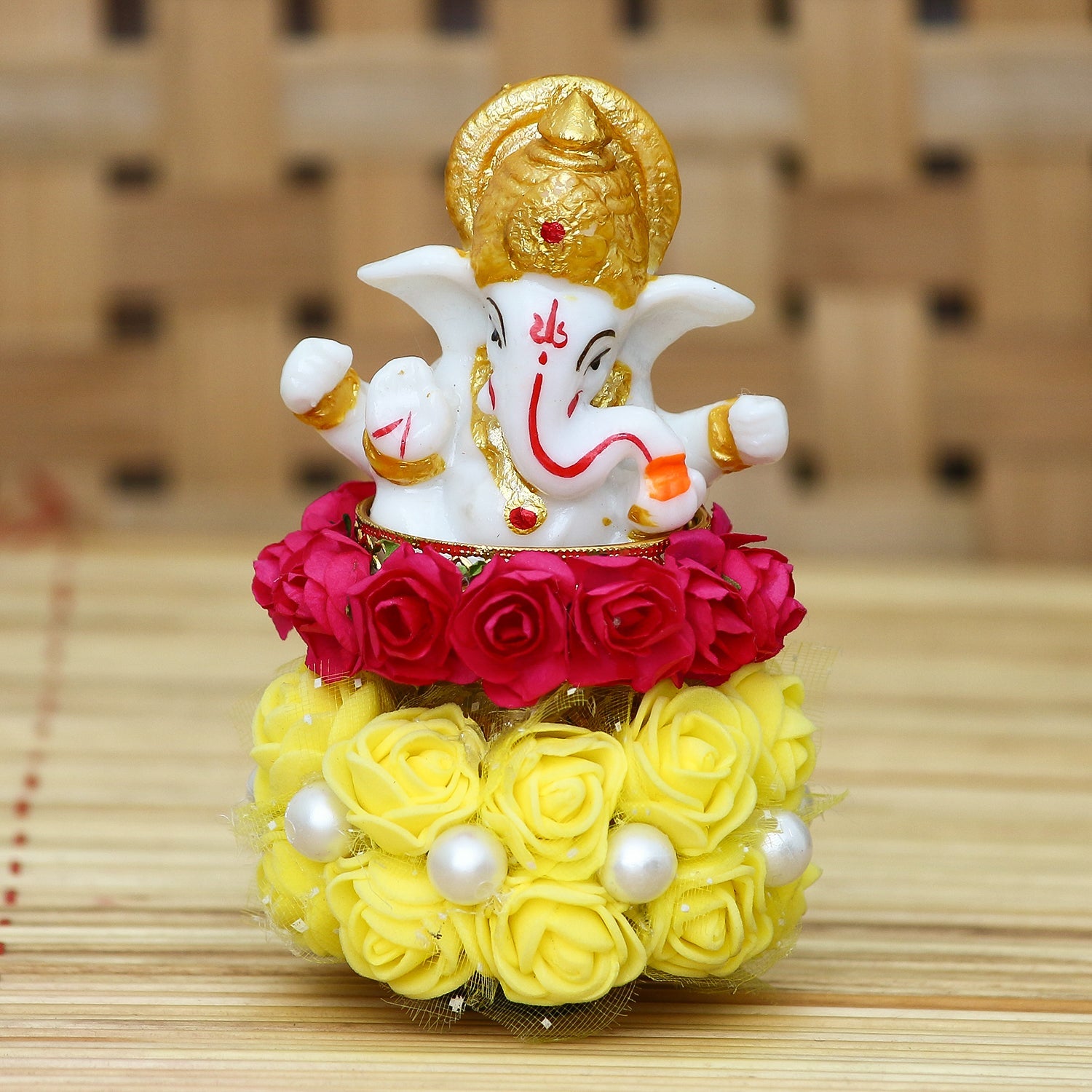 Lord Ganesha Idol On Decorative Handicrafted Plate For Home And Car Dashboard Kafalo