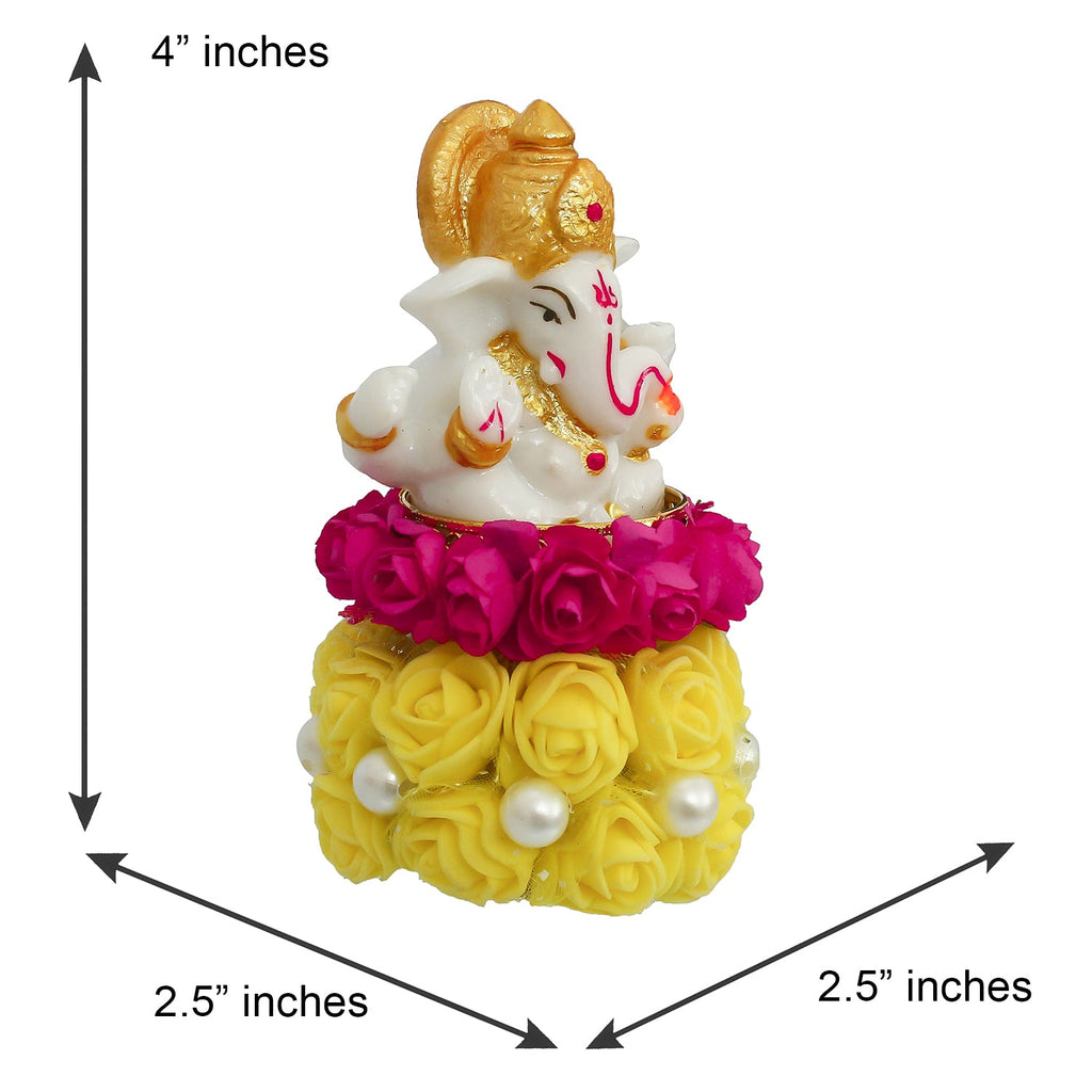 Lord Ganesha Idol On Decorative Handicrafted Plate For Home And Car Dashboard Kafalo