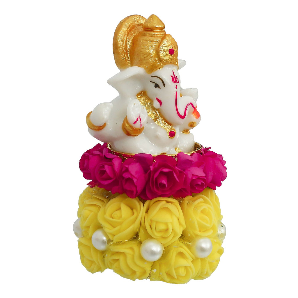 Lord Ganesha Idol On Decorative Handicrafted Plate For Home And Car Dashboard Kafalo