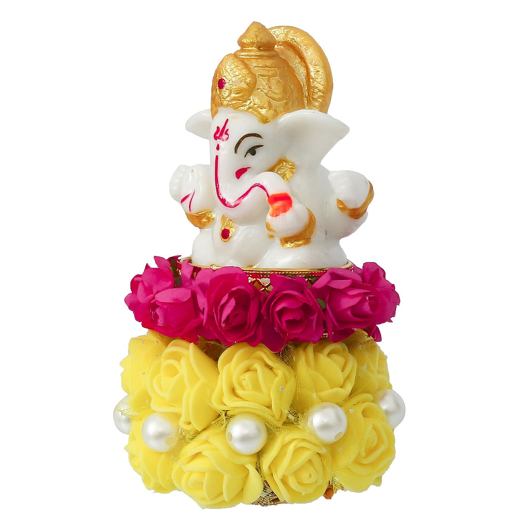 Lord Ganesha Idol On Decorative Handicrafted Plate For Home And Car Dashboard Kafalo