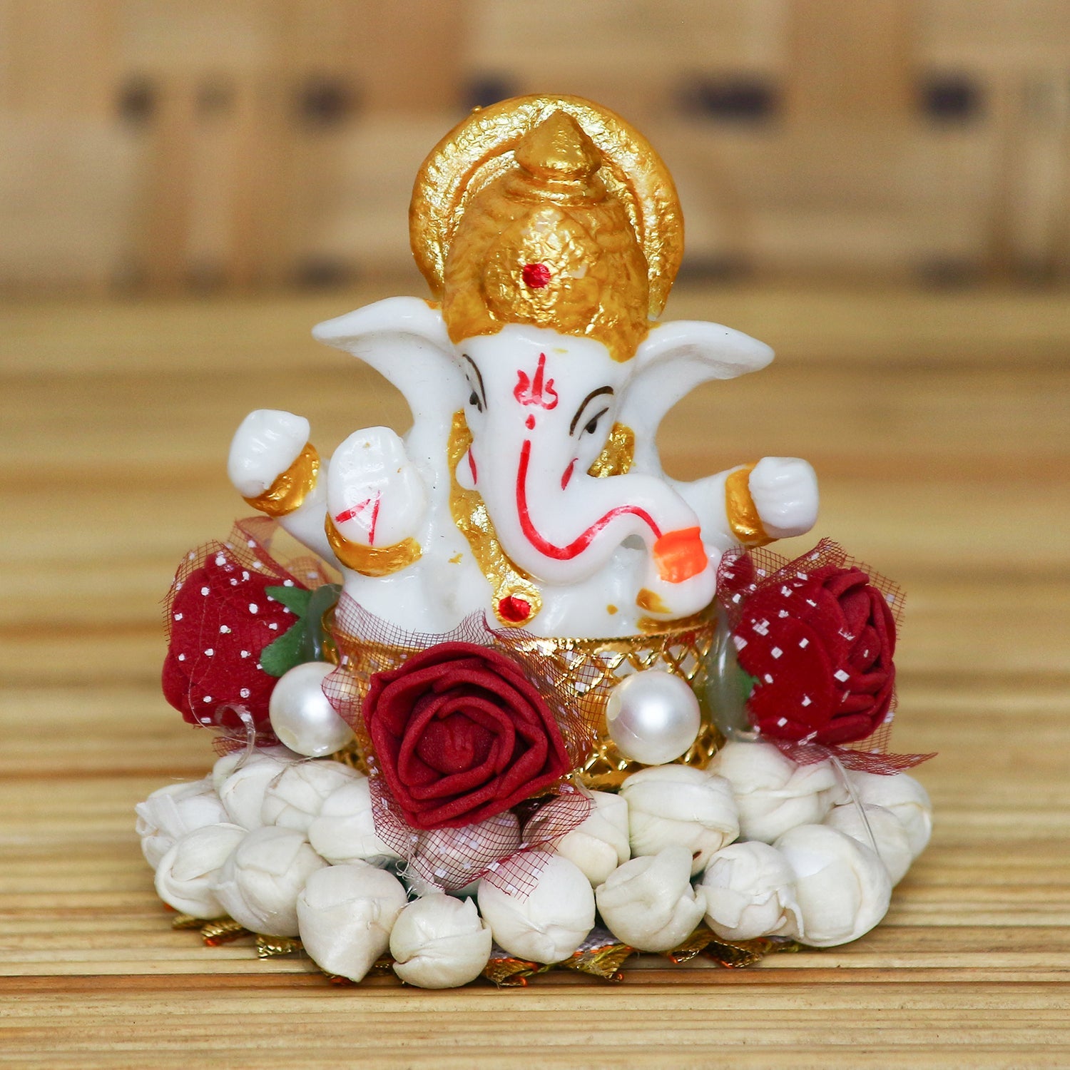 Lord Ganesha Idol On Decorative Handicrafted Plate For Home And Car Dashboard Kafalo