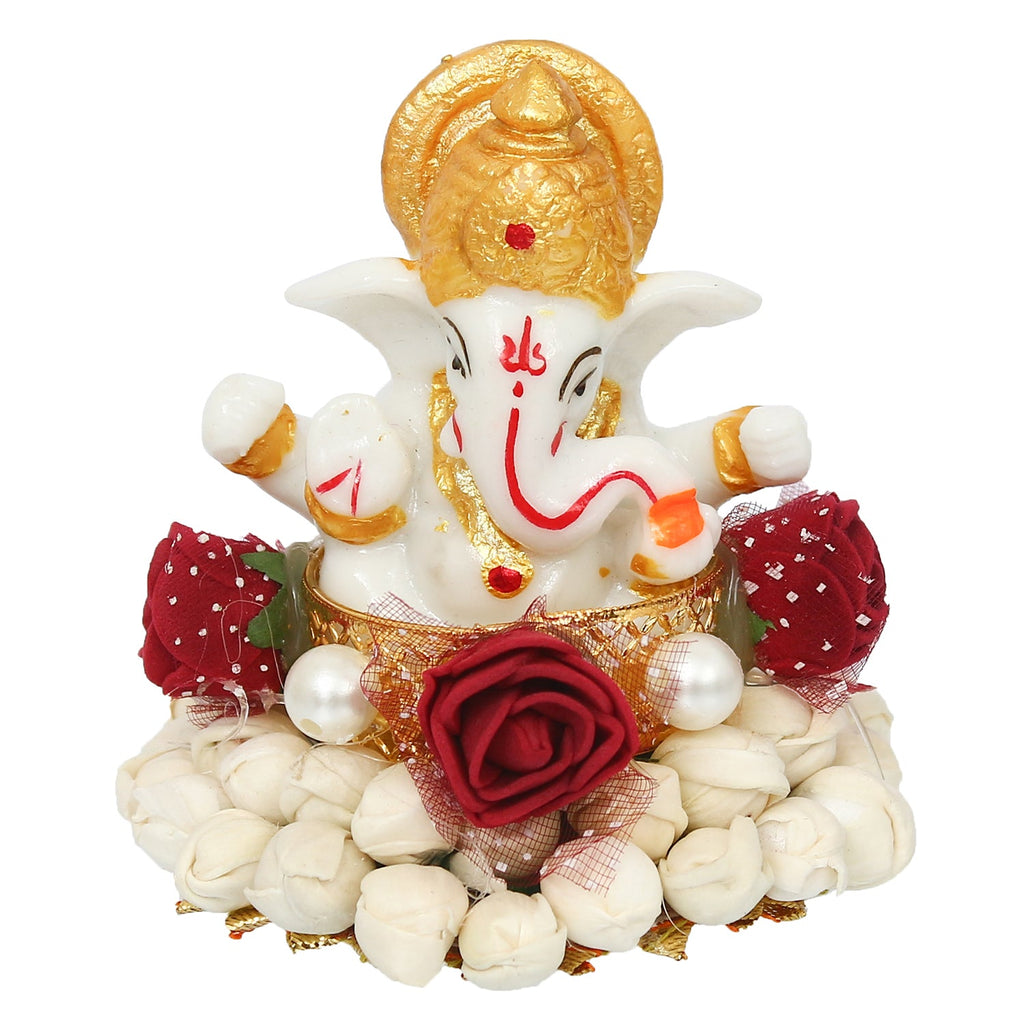 Lord Ganesha Idol On Decorative Handicrafted Plate For Home And Car Dashboard Kafalo